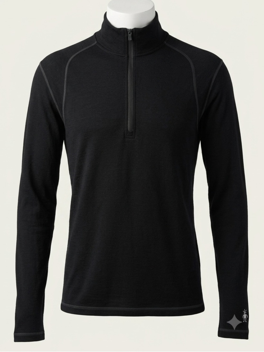 Smartwool 100% Merino Wool 1/4 Zip Pullover Mens L Black Base Layer Sweater